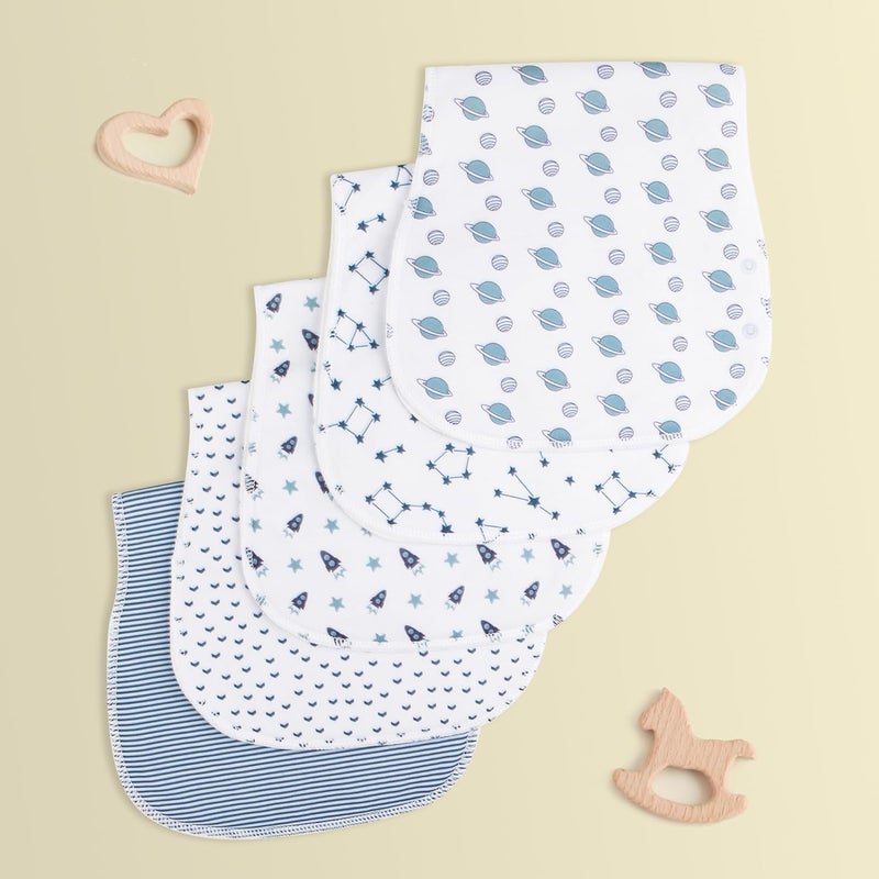 Benoxine 2-in-1 Burp Cloths and Baby Bibs - 6 Pack Large Super Absorbent Soft Cotton Burping Cloths for Spit Up, 3 Layers Thick Baby Burp Rags for Girls & Boys - Image 5